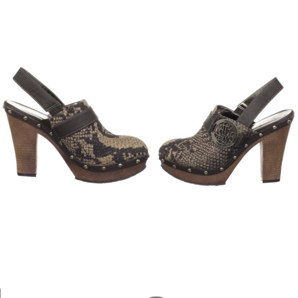 Like New! KATHY VAN ZEELAND Elsie Slingback Clogs, Snakeskin, Size 7.5 - Picture 2 of 9